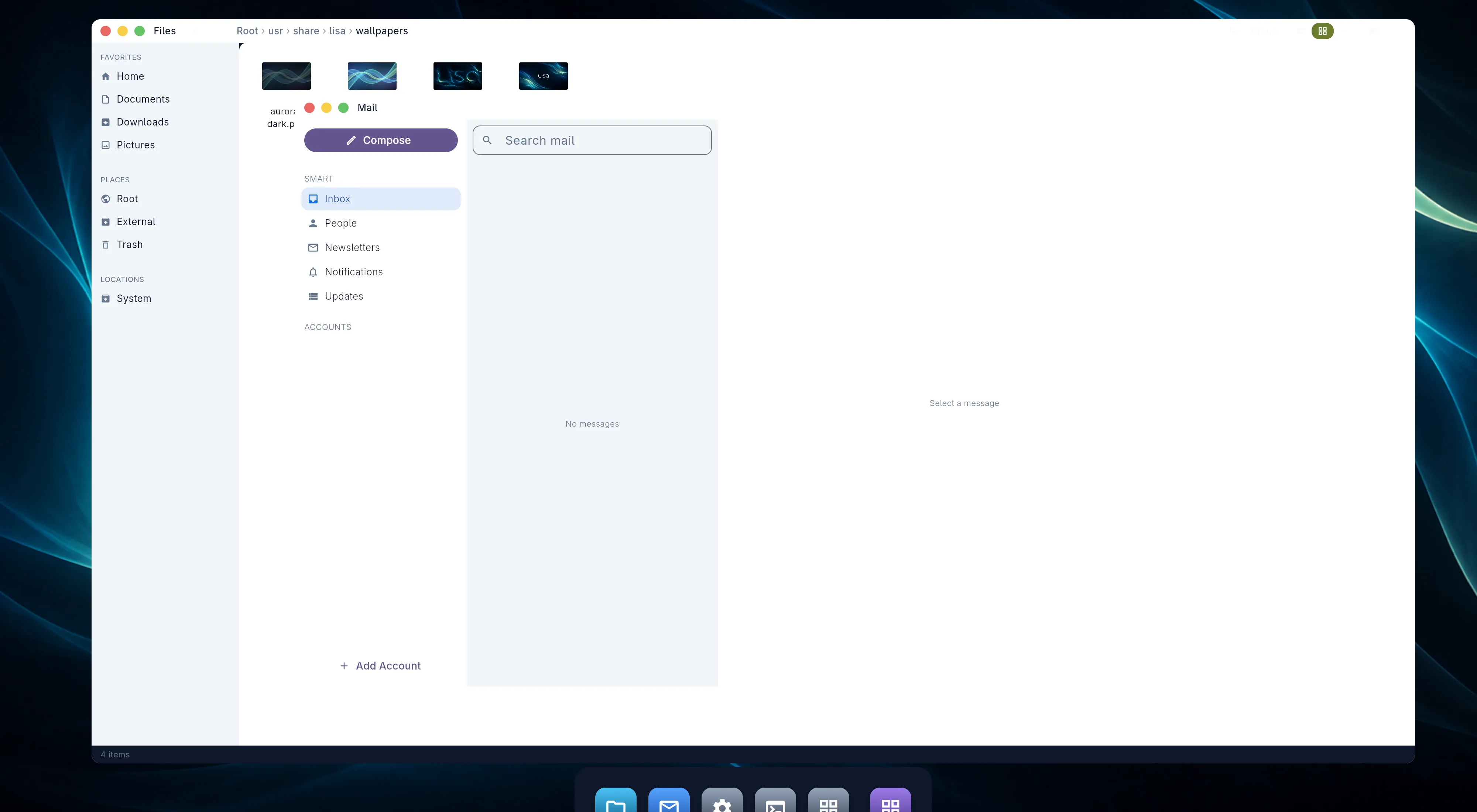 LisaOS Files and Mail on the M1 desktop